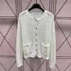 Luxury Women Cardigan Designer White Long Sleeve Knit Jacket Brand Charming Lady Girl Coat Tops