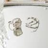 Pierścionki ślubne 2023 Srebrny kolor minimalistyczny nieregularny palec kreatywny geometryczny punkowy otwarcie dla kobiet biżuteria dziewcząt