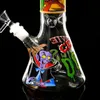 Glass bong Cartoon vampire Decal Beaker Pipe 12.6 "high thickness dab rig Recycled smoking accessories 14mm bowl and under dry