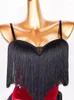 Stage Wear femmes robe de concours de danse latine ChaCha Dancewear Rumba pratique noir frange sans manches Performance Costume VDB7012