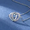 Karopel Genuine 925 Sterling Silver Eternal Love Double Heart Collane con ciondolo Donna Promessa d'amore Fine Jewelry Gift L230704