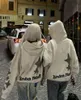 Hoodies voor heren Sweatshirts Schuimletterprint graffiti hoodie met ronde hals voor heren en dames niche design sense y2k kledingstijl losse top winterkleding dames 230807
