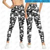 Kvinnors leggings sport kvinnor 3d mask skräckfilm tiger tryckt hög midja yoga byxor tights gym klädträning lady fitness