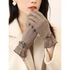 Guantes desechables térmicos gruesos para mujer en invierno, primavera y otoño, versión coreana, elásticos finos para ciclismo, a prueba de viento, felpa cálida