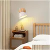 Wall Lamps Modern Wooden Light Adjustable Aroon Ceiling Lamp E27 Led Lighting Fixture Nordic Bedroom Living Room Home Decor Sconce D Dhm4K