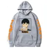 Felpe con cappuccio da uomo Harajuku Anime Haikyuu Kageyama Tobio Felpe con cappuccio stampate Cartone animato Pallavolo Junior Grafica divertente Inverno Addensare