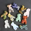 Anhänger Halsketten 4 teile/los Natürliche Edelstein Tiger Statue Ornament Schnitzen Heilende Tiere Gemischte Farbe Charms Reiki Stein Raum Dekoration