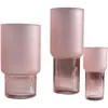 Vaser kreativ frostad rosa glas vas dekoration transparent vas nordisk vardagsrum måltid skrivbord mjuk dekoration ljus lyx 230804