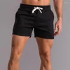 Men's Shorts 2023 Elastic Band Beach Solid Color Cotton Loose Running Fitness Moisture Wicking Large Size Breathable