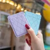 Universal Checkered Diamond Grain PU Leder Stick On Wallet Cases für iPhone 15 14 Samsung S23 FE S22 Zwei Karten ID Credit Slot Pocket 3M Aufkleber Mobile Back Phone Cover