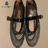 Elbise Ayakkabı Marka Crystal Flat Mesh Out Gladyatör Konforlu Bale Tasarımcısı Sapatos Toka Kayış Kadın Deri Ayakkabı 230807