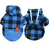 Dog Apparel Checked Pullover Hoodie For Medium Dogs To Large Outdoor Use Sweater Windproof Thick Vest K92A