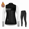 Fietsshirt Set Kleding Spanje Team Winter Fleece Set met Lange Mouwen MTB Dames Thermisch Fietsjack 230807