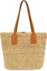 Aovtero Straw Beach Bag For Women Woven Structured Tote Bag Summer Shoulder Handbags HKD230807