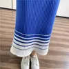 Casual Dresses Autumn Winter Women Long Knitted Women's Striped Dress V-neck Sleeve Knit Elegant Vestidos