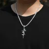 Collana hip hop maschile Collana gioielli retrò cinese Dragon Knight's Sword Cross Cipndant Necklace