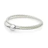 Pure S925 Silver Pandora Bracelet DIY Beads Fashion Double Layer Woven Leather Bracelet for Women Diy Fashion Jewelry