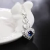 Hot Fashion 925 Sterling Silver Classic blue crystal heart Pendant Necklace For Women Christmas gifts Wedding party Jewelry L230704