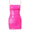 Urban Sexy Jurken Collectie Sexy Roze Pu Lederen Jurk Vrouwen Lente Zomer Strapless Spaghetti Band Mode Club Wear Bodycon Mini Jurken 230807