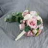 Flores decorativas rosa artificial casamento buquê romântico noiva buquês de noiva dama de honra dia dos namorados confissão dropship