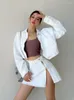 Рабочие платья Bazaleas Fashion White Woenm Suit Spring Women's Wome 2 Piece Set Toat and Skirt Crop Blazer