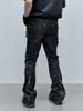 Men's Pants Lumberjack Zipper Straight Casual Fashion Wear Coated Waterproof Bootcut Black Working High Street