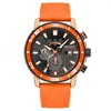 Montres-bracelets MEGIR Orange Bracelet en silicone Chronographe Montre de sport pour hommes Mode Montre-bracelet étanche avec aiguilles lumineuses Date automatique 24 heures