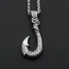 Pendant Necklaces 10pcs Vintage Design Viking Engraved J Shape Anchor Fish Hook