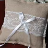 Wedding Ring Pillow Cushion Vintage Burlap Lace Decoration For Bridal Party Ceremony Pocket MYDING342h