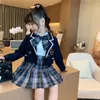 Kläder sätter flickor JK Uniform Spring Autumn College Style Suit Children s Coat Shirt PLEATED KOTA 3st.