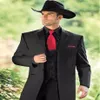 Zwarte Western Smoking Cowboy Slim Fit Zwart Bruidegom Pak Trouwpak Voor Mannen Prom Pak 3 PiecesJacket Broek Vest256w