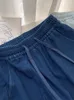 Kvinnors jeans sommar kvinnor blå shorts mode hög midja avslappnad lös spetsar upp brett ben harem koreanska baggy byxor för 2023