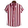 Men's Casual Shirts Summer Men Shirt Striped Hawaii Buttons Short Sleeve Checkered Red Top Beachwear Black And White For Clothing