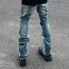 Jeans da uomo High Street Retro Ink Splash Patchwork Pantaloni svasati strappati Uomini e donne Pantaloni in denim larghi oversize casual dritti