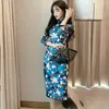 Etnik Giyim Çin Elbise Mavi Seksi Qipao Gece Elbise Cheongsam Özelleştirme Cheongsams Modern Çin Robe Chinoise