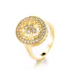 Fedi nuziali Luxury Bridal Big Oval Promise Engagement For Women Antique Gold Color Hollow White Zircon Bands Gioielli di compleanno