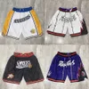 Basketbalshort All-team geborduurde pocketshort 76 King Lake Magi Rapto Hea Warrio Bull Retro nikkelbroek