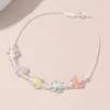 Bracelets de cheville Transprant fleur pendentif pour femmes créatif été mode vacances bijoux réglable à lacets perlé jambe Bracelet