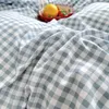 Bedding sets Japanese Simple Style Duvet Cover Washed Cotton with Plaid Stripes Skin friendly Breathable 1 230807