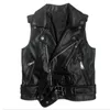 Vestes pour femmes Punk Faux Cuir Gilet Veste Femmes Sans Manches Moto Biker Vestes Noir Gilet Rétro Cool Femelle Zipper Manteau Court 4XL