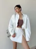 Рабочие платья Bazaleas Fashion White Woenm Suit Spring Women's Wome 2 Piece Set Toat and Skirt Crop Blazer