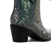 Bottes 2023 bout pointu argent clair paillettes Bling brillant cheville super jolie scintillante magnifique robe de cow-girl 230807