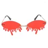 Occhiali da sole Est Senza Montatura 2023 Donne di Marca Retro Teardrop Sangue Occhiali Da Sole Per La Femmina Tonalità Rosse UV400 Lunette De Soleil Femme