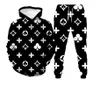 Conjunto de duas peças de agasalho masculino com capuz estampado em 3D terno de treino calças esportivas com capuz louiseitys agasalho confortável roupas masculinas tamanho grande 6XL
