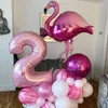 Andere Event-Party-Zubehör, 29 Stück, rosa Flamingo-Luftballons, tropische Hawaii-Luftballons, 40 Zoll, Zahlenfolie, Helium-Globos, Babyparty, Geburtstagsparty-Dekorationen, 230804