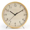 Wall Clocks Chinese Style Solid Wood Clock Living Room Silent Wooden Seat Light Modern And Simple Cartoon Desk