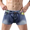 Caleçon mi sous-vêtement respirant décontracté hommes imprimé slips Boxer coton Wasite hommes longs bas