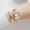 Andra klockor Luxury Women's Fashion Square Watches Gold Eloy Strap Ladies Quartz Arm Wristwatches Qualities Female Roman Scale Clock 230804