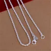 Colar de corda de prata de 2 mm 1630 polegadas lindo elegante elegante corrente masculina corrente colar de pingente bonito L230704
