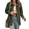 Giacche da donna Cappotto con decorazione tascabile Giacca da donna con patchwork con stampa leopardata Elegante giacca primavera/autunno con vestibilità ampia